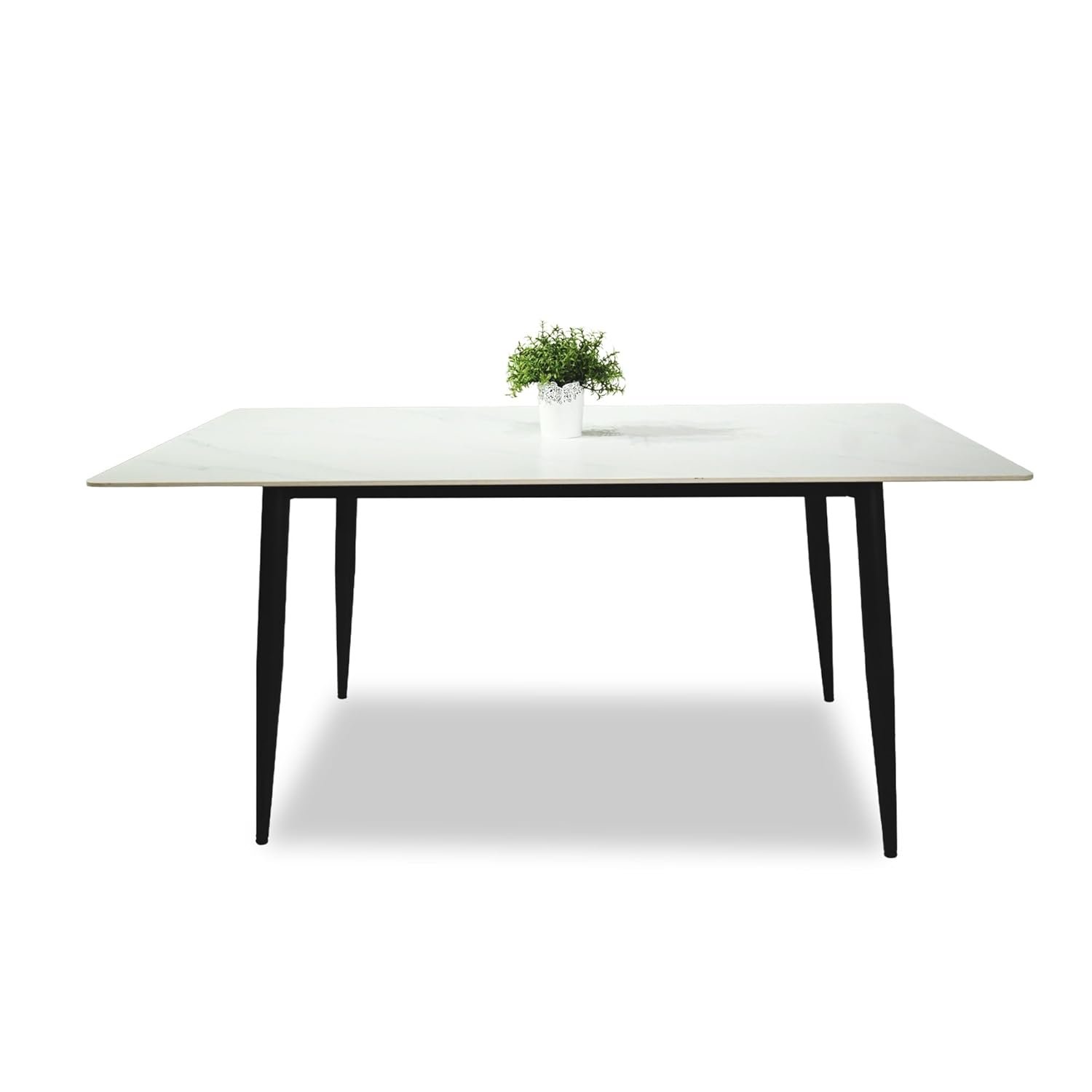 DREAM DEAL Modern 5-Piece Dining Table Set – Marble-Look Rectangular Table with 4 Grey Faux Leather Chairs, Metal Legs – Contemporary Kitchen or Dining Room...