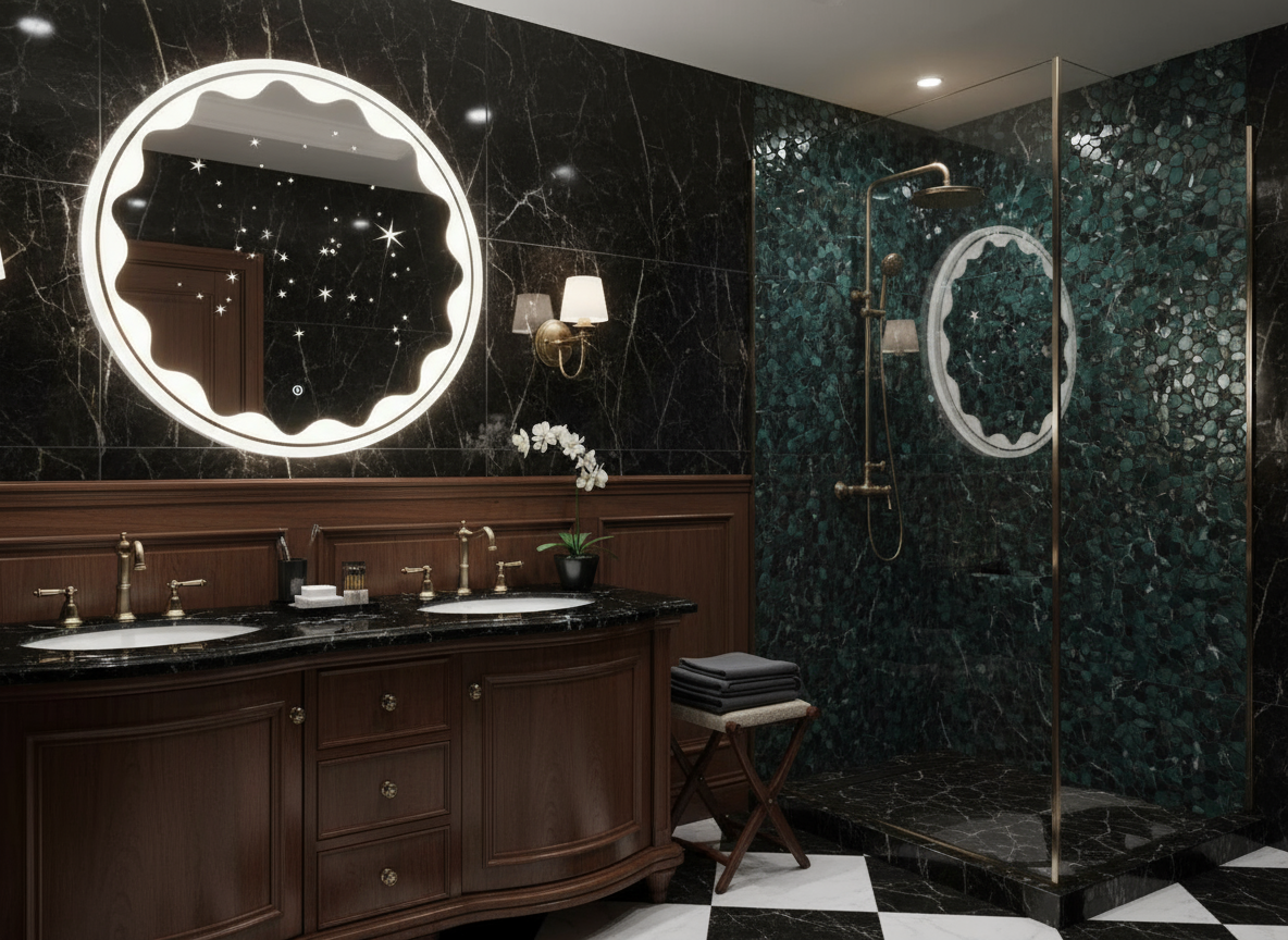 Round LED Mirror with Stylish Bladed Edge for Modern Homes