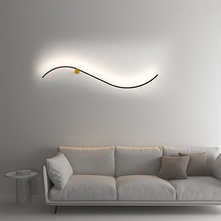 Black Gold Minimalist LED Wall Lamp - 60cm/100cm Linear Sconce for Bedroom, Living Room, and Home Decoration(Warm Light,60cm)