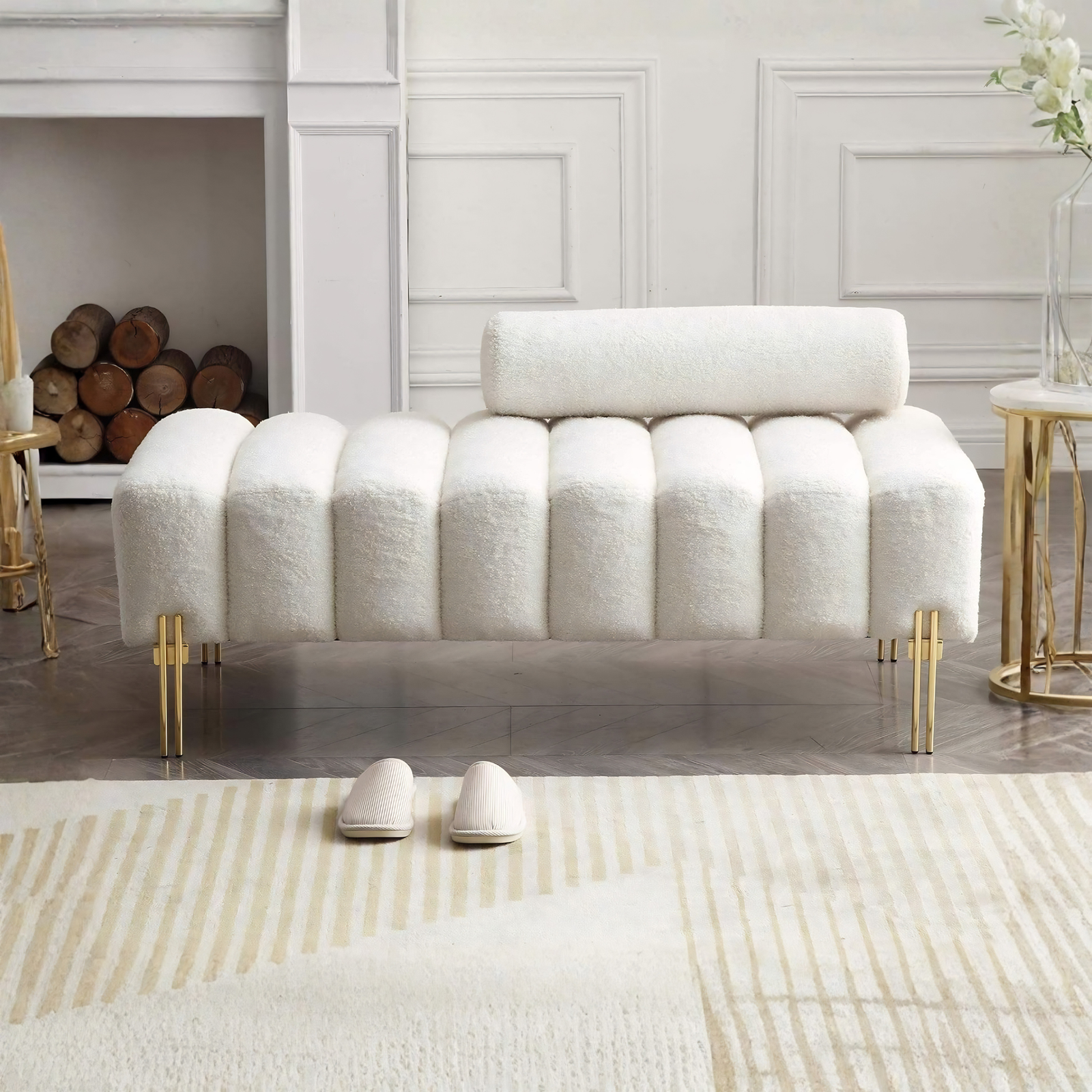 Luna Bouclé Accent Bench