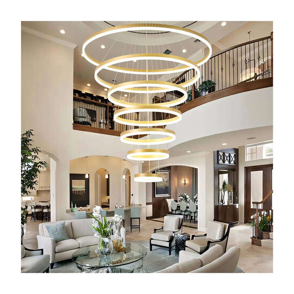Cascading Tiered Ring Chandelier