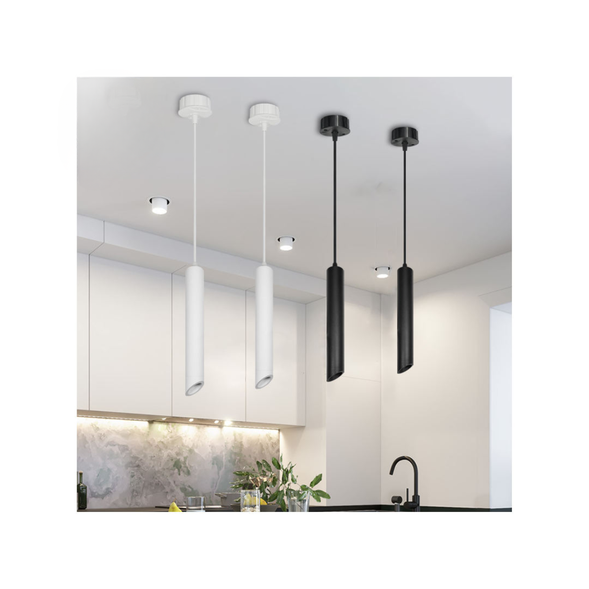 Slim Cylinder Six-Drop Track Pendant